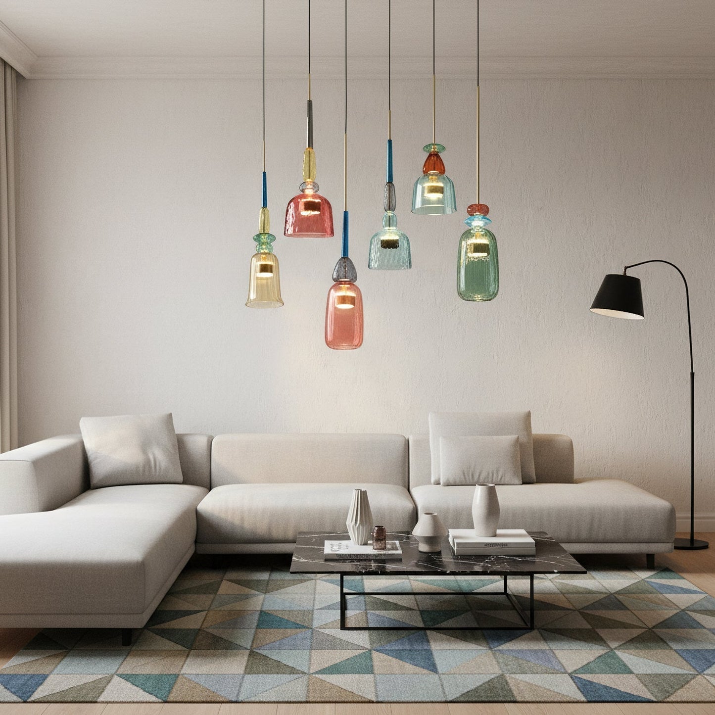 Glazen Hanglamp met Gekleurde Kap – Scandinavisch Verlichtingsdesign met Geïntegreerde LED – Macaron Jar Pendant Light