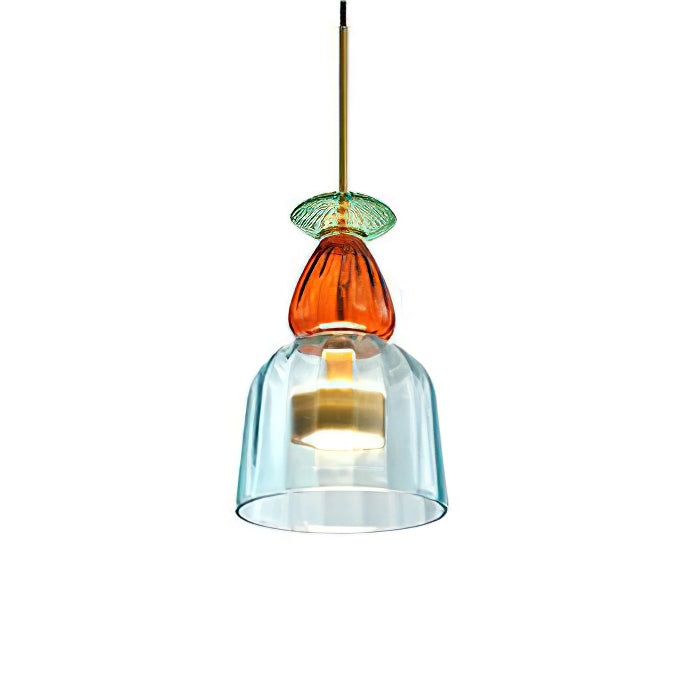 Glazen Hanglamp met Gekleurde Kap – Scandinavisch Verlichtingsdesign met Geïntegreerde LED – Macaron Jar Pendant Light