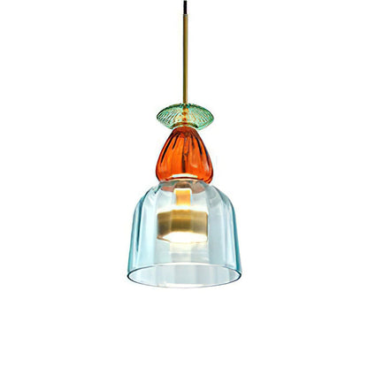 Glazen Hanglamp met Gekleurde Kap – Scandinavisch Verlichtingsdesign met Geïntegreerde LED – Macaron Jar Pendant Light