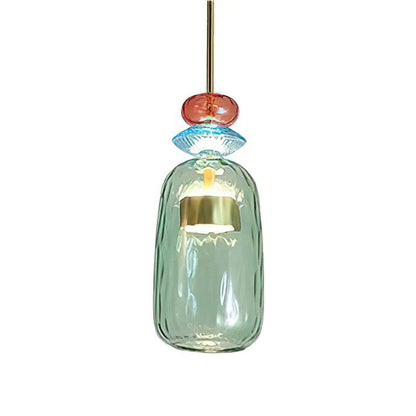 Glazen Hanglamp met Gekleurde Kap – Scandinavisch Verlichtingsdesign met Geïntegreerde LED – Macaron Jar Pendant Light