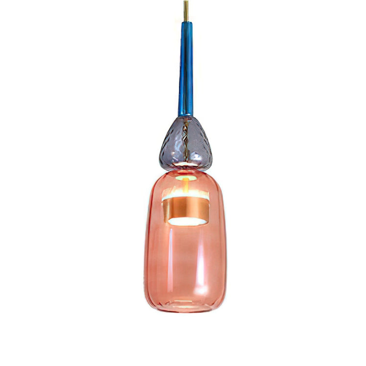Glazen Hanglamp met Gekleurde Kap – Scandinavisch Verlichtingsdesign met Geïntegreerde LED – Macaron Jar Pendant Light