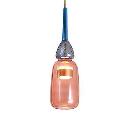 Glazen Hanglamp met Gekleurde Kap – Scandinavisch Verlichtingsdesign met Geïntegreerde LED – Macaron Jar Pendant Light