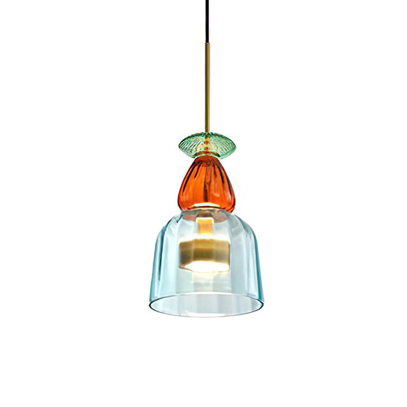 Glazen Hanglamp met Gekleurde Kap – Scandinavisch Verlichtingsdesign met Geïntegreerde LED – Macaron Jar Pendant Light