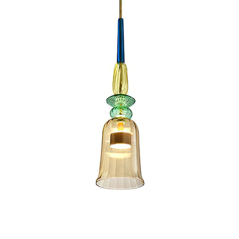 Glazen Hanglamp met Gekleurde Kap – Scandinavisch Verlichtingsdesign met Geïntegreerde LED – Macaron Jar Pendant Light