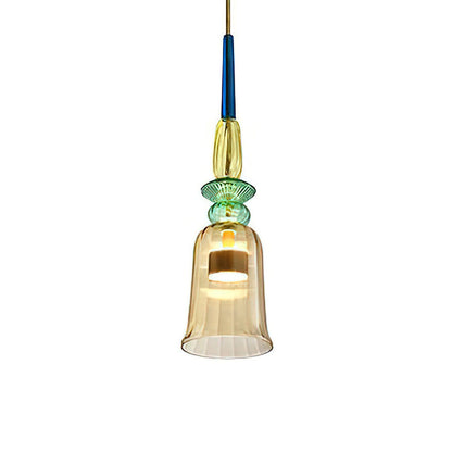 Glazen Hanglamp met Gekleurde Kap – Scandinavisch Verlichtingsdesign met Geïntegreerde LED – Macaron Jar Pendant Light