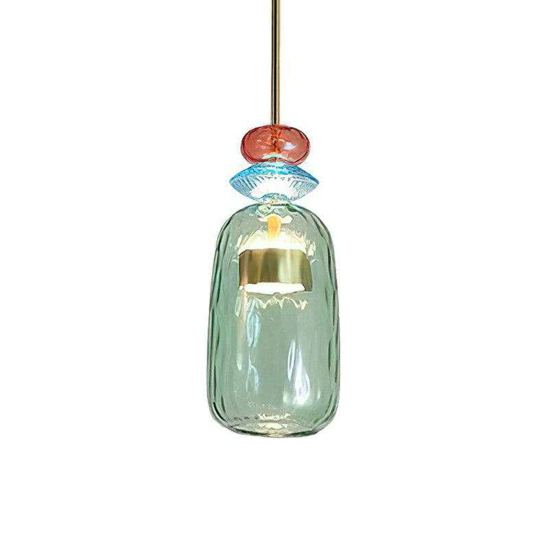 Glazen Hanglamp met Gekleurde Kap – Scandinavisch Verlichtingsdesign met Geïntegreerde LED – Macaron Jar Pendant Light