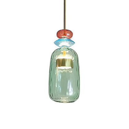 Glazen Hanglamp met Gekleurde Kap – Scandinavisch Verlichtingsdesign met Geïntegreerde LED – Macaron Jar Pendant Light
