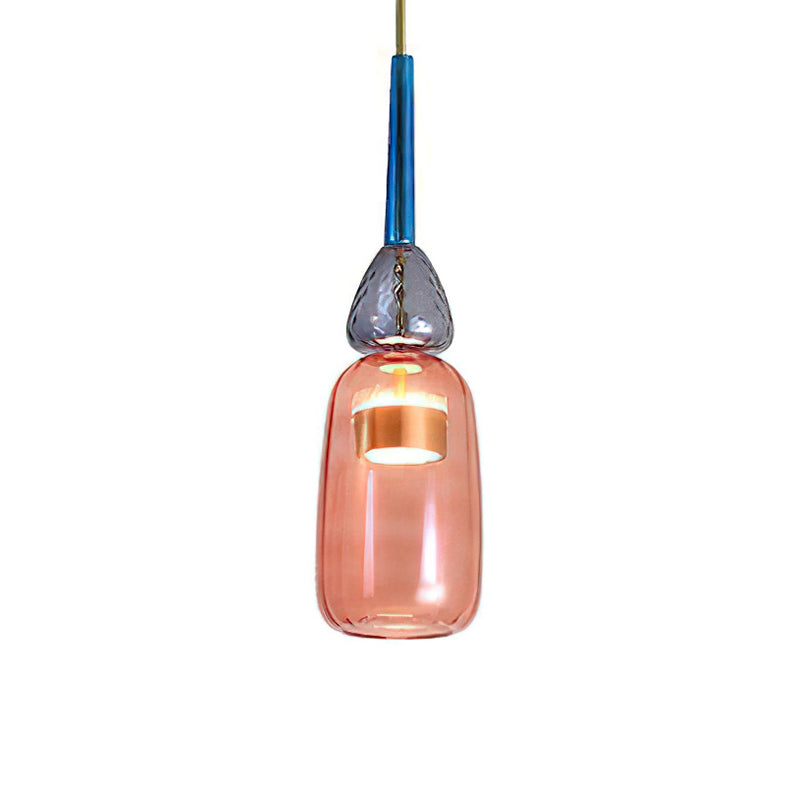 Glazen Hanglamp met Gekleurde Kap – Scandinavisch Verlichtingsdesign met Geïntegreerde LED – Macaron Jar Pendant Light