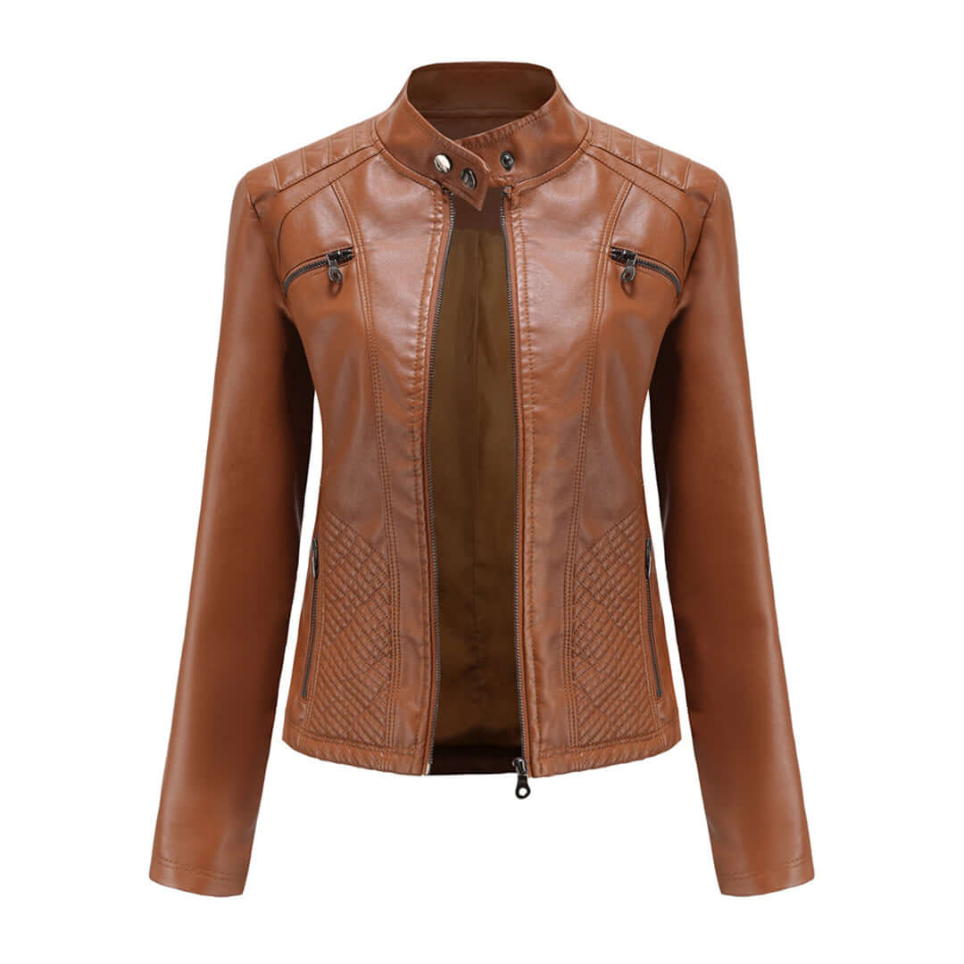 Dames Leren Jas Klassieke Stijl Elegant Design