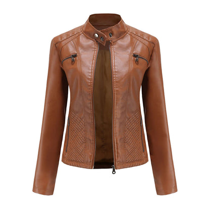 Dames Leren Jas Elegante Klassieke Stijl