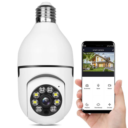 Slimme Beveiligingscamera Lamp met Zoom en Bewegingsdetectie | 4x Digitale Zoom | Nachtvisie | E27 Fitting | WiFi en App | Home Security