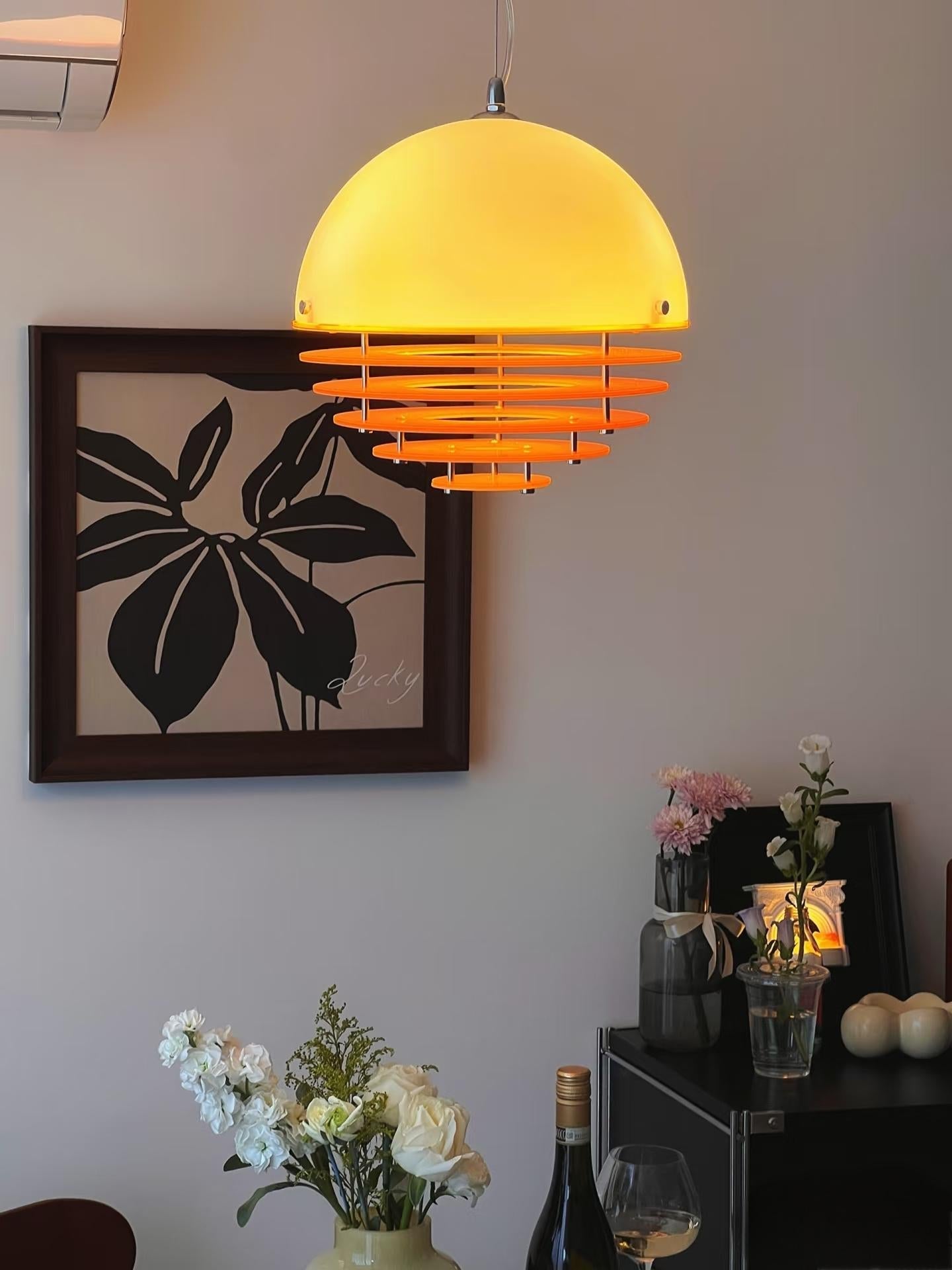 Stijlvolle Hanglamp Bauhaus Design Oranje-Wit Sfeerverlichting voor Moderne Interieurs