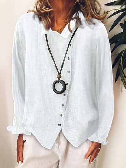 Lange Shirt voor Vrouw Losse Fit Ademend Katoen