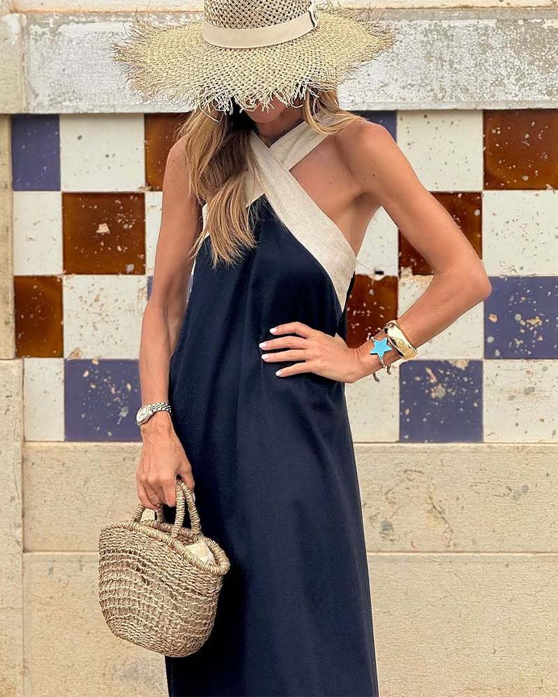 Camille | Elegante Lange Maxi Jurk Dames met Gekruiste Hals 2
