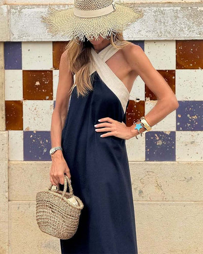 Camille | Elegante Lange Maxi Jurk Dames met Gekruiste Hals 2