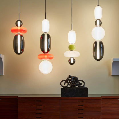 Hanglamp Gekleurd Glas Organisch Vormgegeven Retro Sfeerverlichting Woonkamer