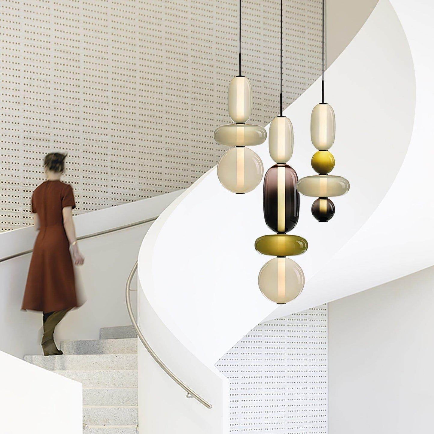 Hanglamp Gekleurd Glas Organisch Vormgegeven Retro Sfeerverlichting Woonkamer