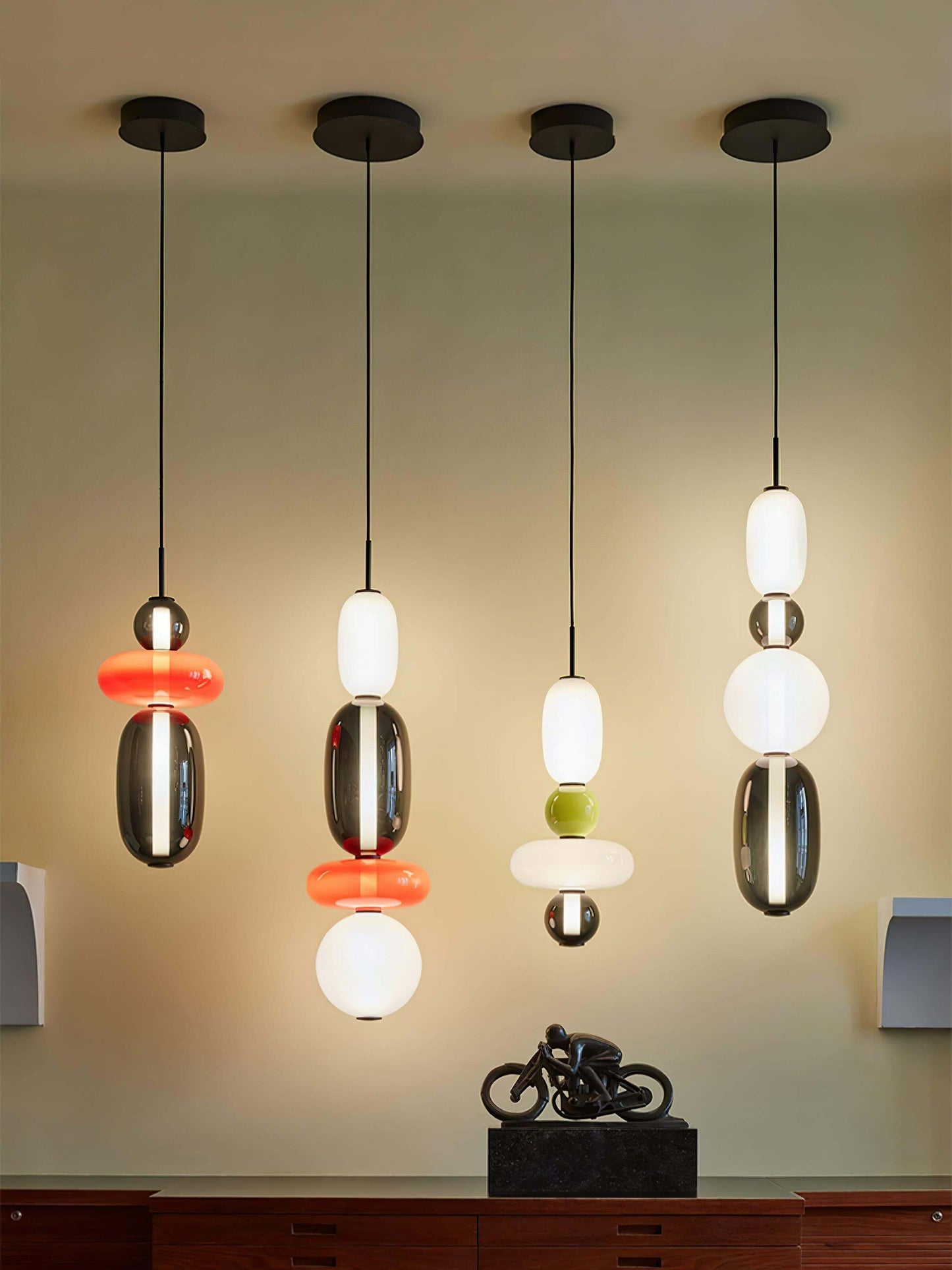 Hanglamp Gekleurd Glas Organisch Vormgegeven Retro Sfeerverlichting Woonkamer