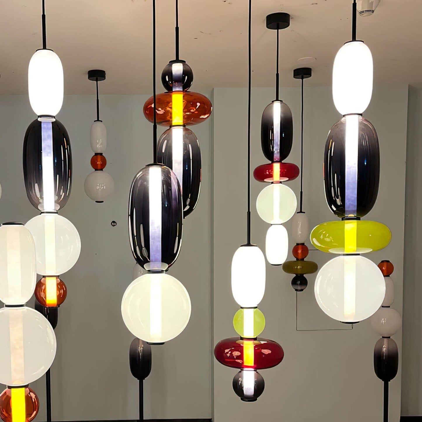 Hanglamp Gekleurd Glas Organisch Vormgegeven Retro Sfeerverlichting Woonkamer