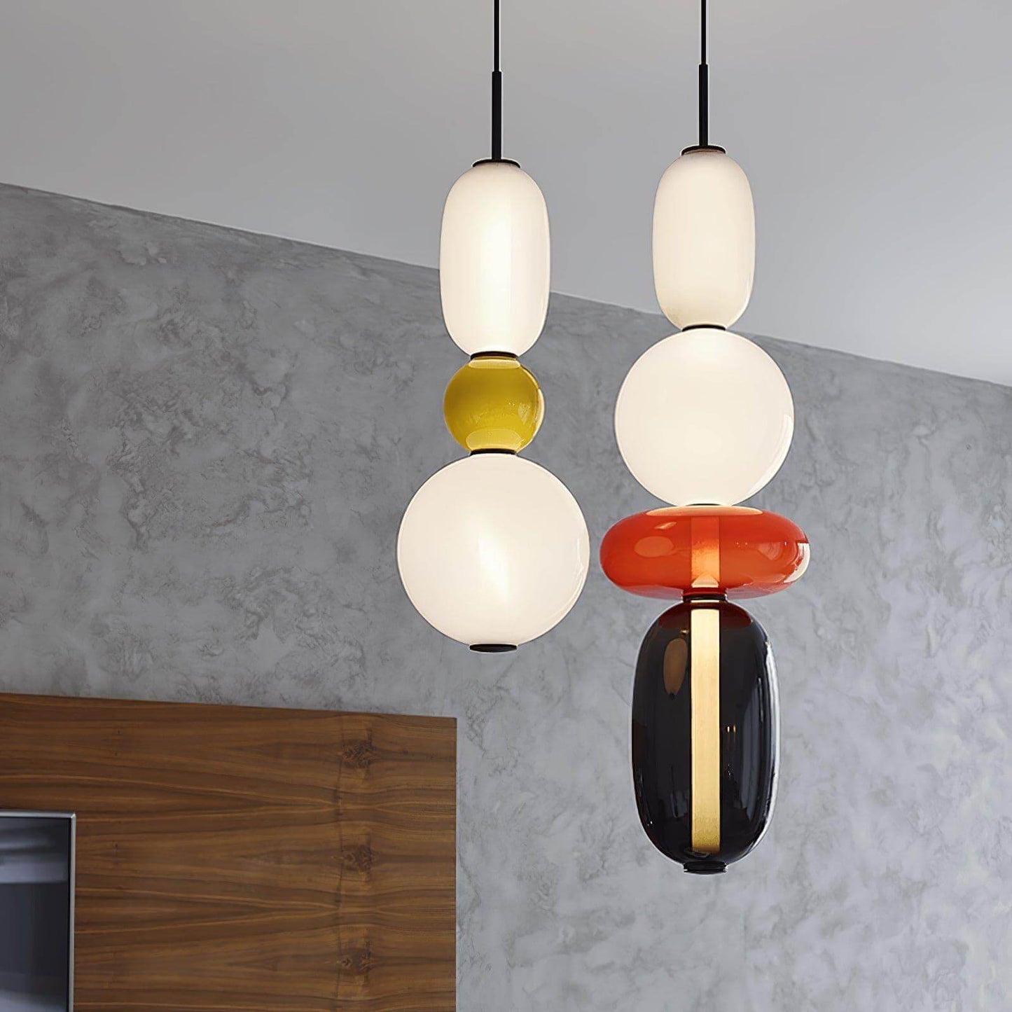 Hanglamp Gekleurd Glas Organisch Vormgegeven Retro Sfeerverlichting Woonkamer