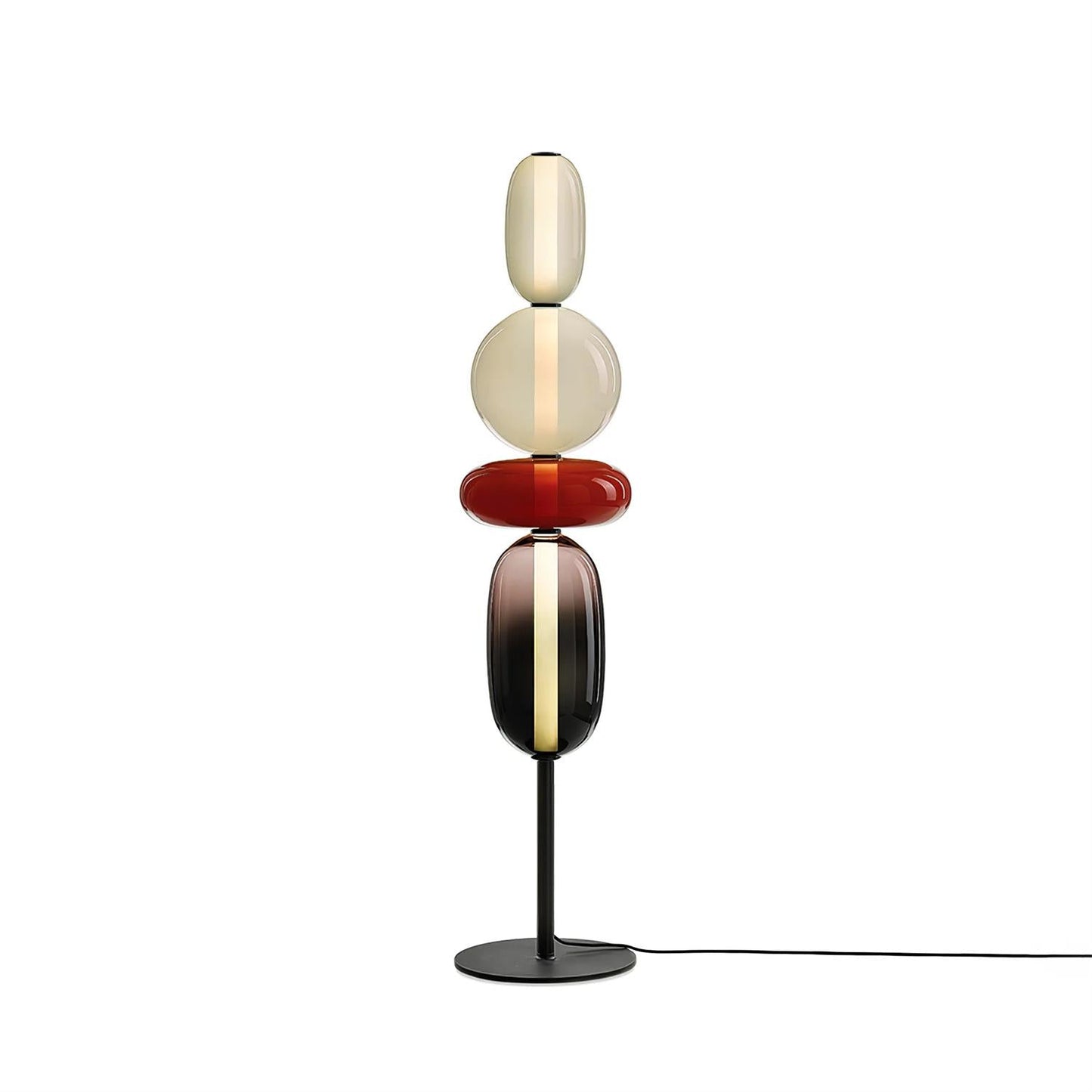 Glazen Vloerlamp met Handgeblazen Kap Zwarte Standaard Modern Design Woonkamer Verlichting