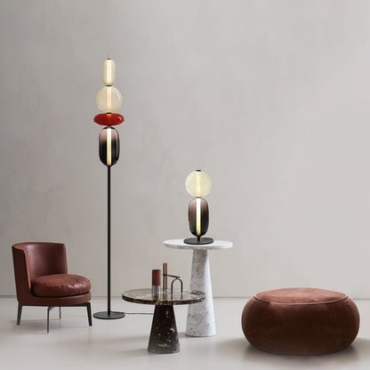 Glazen Vloerlamp met Handgeblazen Kap Zwarte Standaard Modern Design Woonkamer Verlichting
