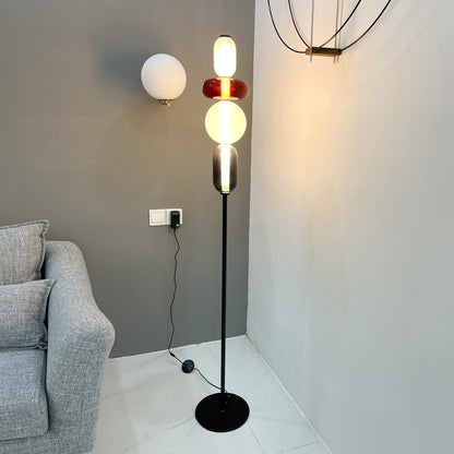 Glazen Vloerlamp met Handgeblazen Kap Zwarte Standaard Modern Design Woonkamer Verlichting