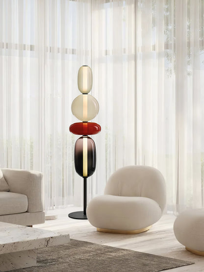Glazen Vloerlamp met Handgeblazen Kap Zwarte Standaard Modern Design Woonkamer Verlichting