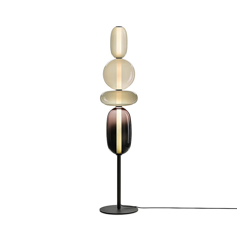 Glazen Vloerlamp met Handgeblazen Kap Zwarte Standaard Modern Design Woonkamer Verlichting