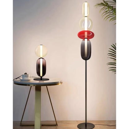 Glazen Vloerlamp met Handgeblazen Kap Zwarte Standaard Modern Design Woonkamer Verlichting