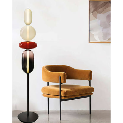 Glazen Vloerlamp met Handgeblazen Kap Zwarte Standaard Modern Design Woonkamer Verlichting