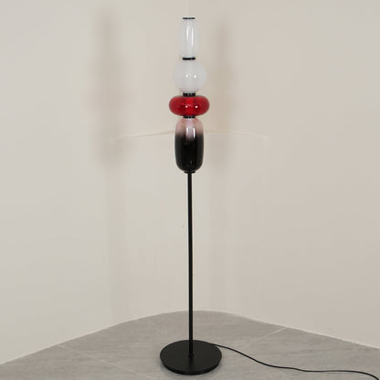 Glazen Vloerlamp met Handgeblazen Kap Zwarte Standaard Modern Design Woonkamer Verlichting