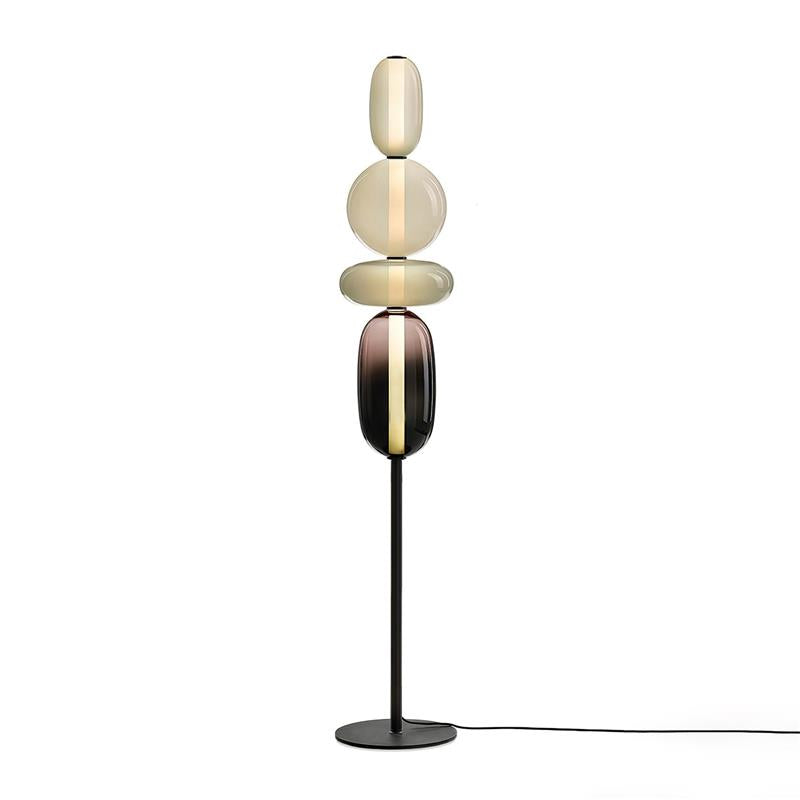 Glazen Vloerlamp met Handgeblazen Kap Zwarte Standaard Modern Design Woonkamer Verlichting