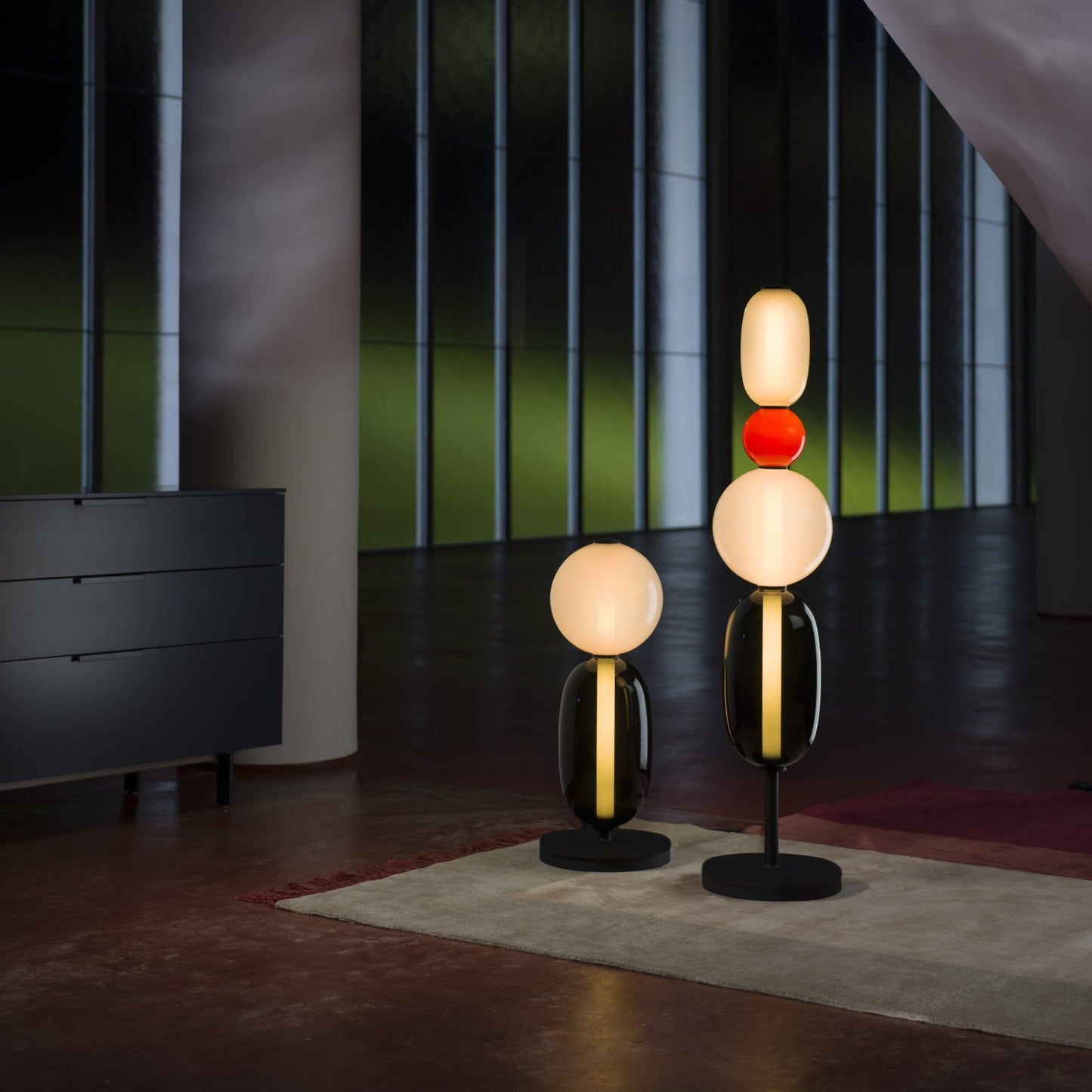 Glazen Vloerlamp met Handgeblazen Kap Zwarte Standaard Modern Design Woonkamer Verlichting