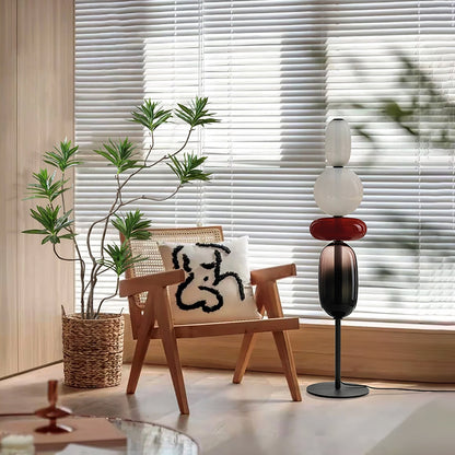 Glazen Vloerlamp met Handgeblazen Kap Zwarte Standaard Modern Design Woonkamer Verlichting