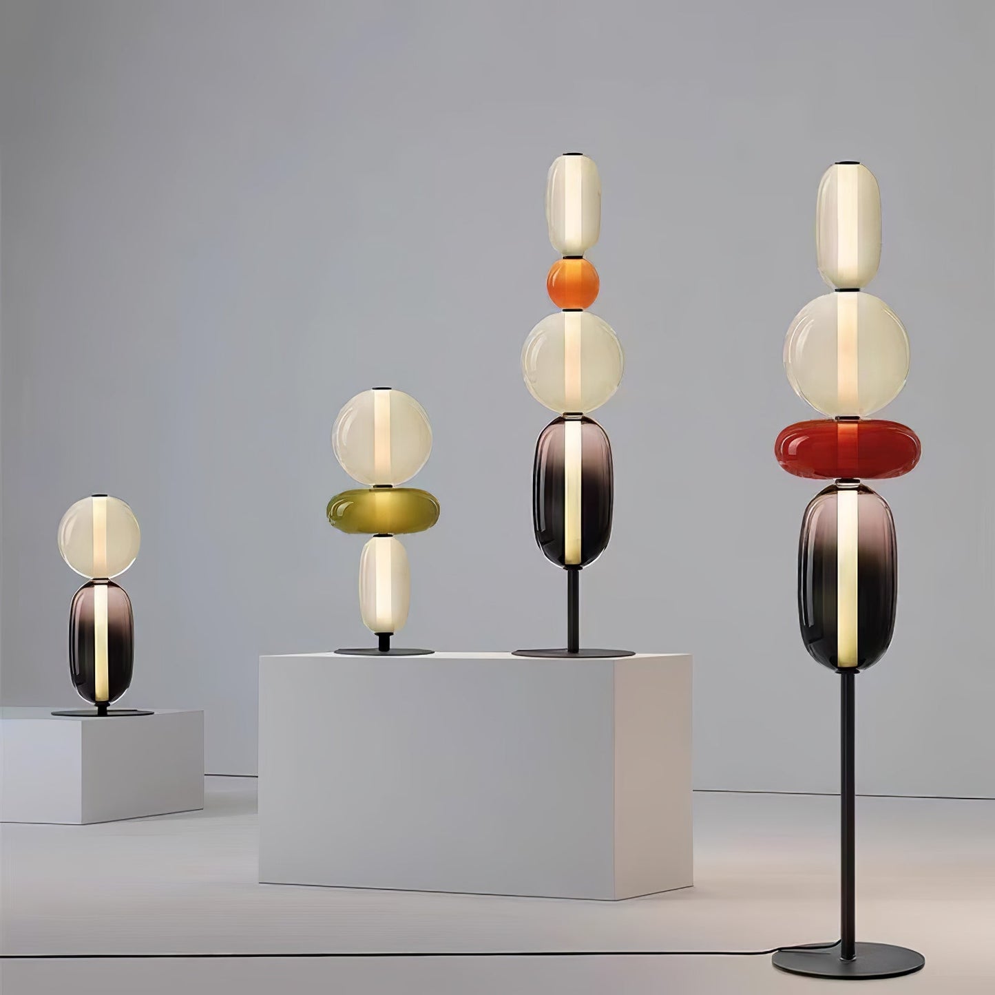Vloerlamp Glas LED 130 of 160 cm Rood Wit Zwart Woonkamer Design Staande Lamp Lichtobject Interieur