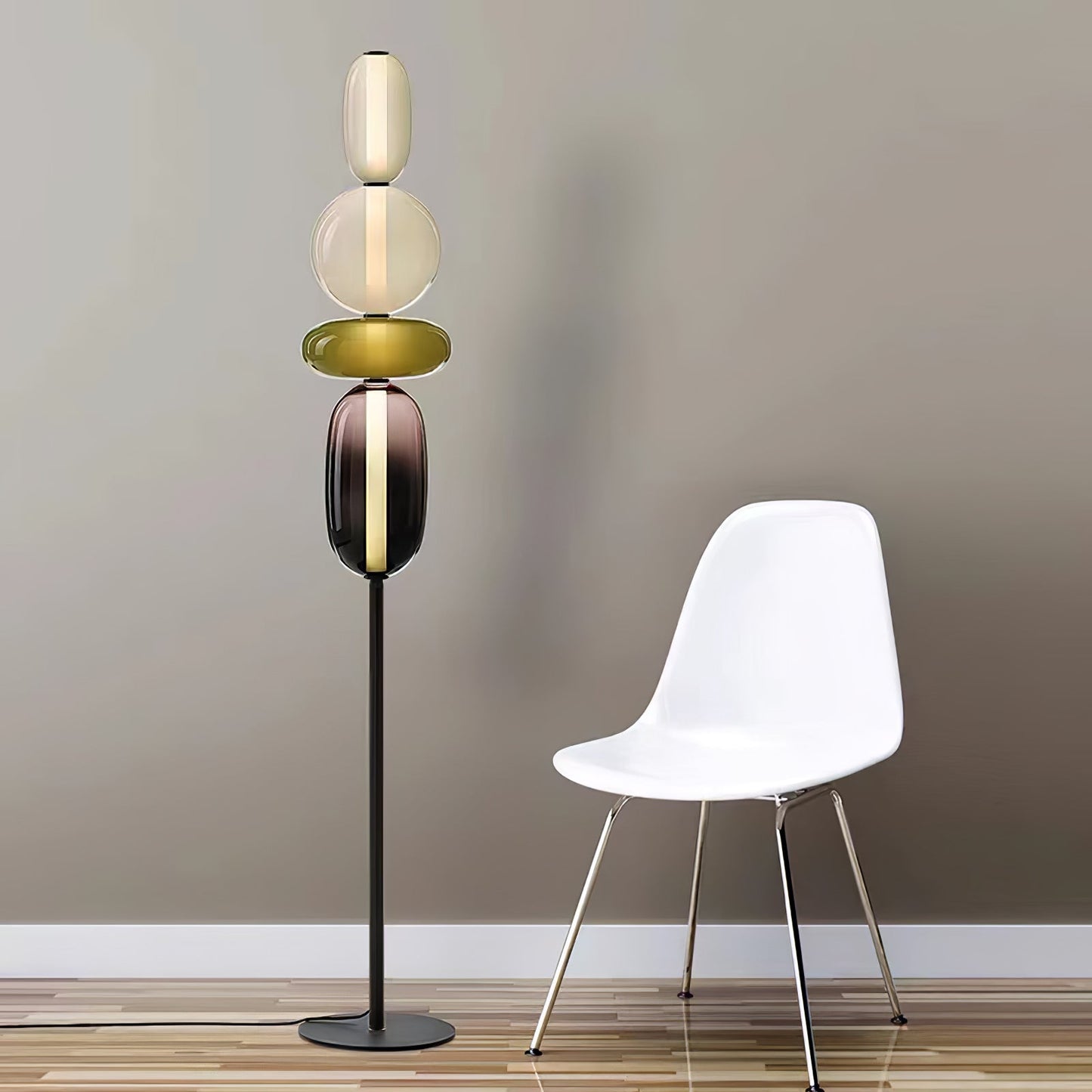 Vloerlamp Glas LED 130 of 160 cm Rood Wit Zwart Woonkamer Design Staande Lamp Lichtobject Interieur