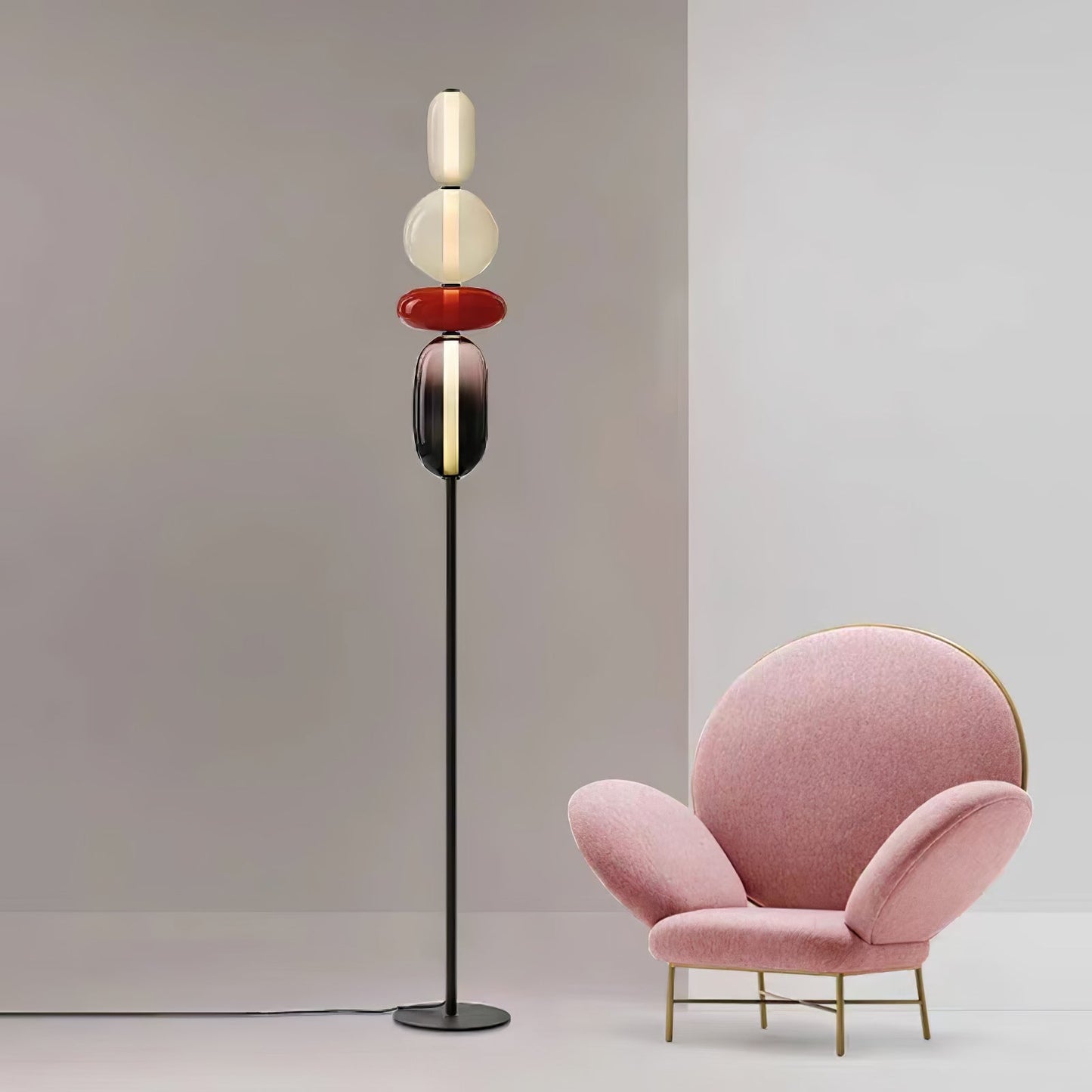 Vloerlamp Glas LED 130 of 160 cm Rood Wit Zwart Woonkamer Design Staande Lamp Lichtobject Interieur