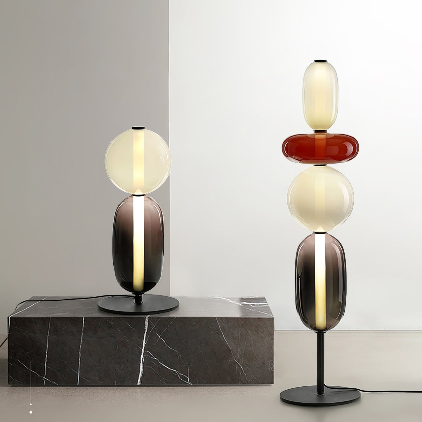 Vloerlamp Glas LED 130 of 160 cm Rood Wit Zwart Woonkamer Design Staande Lamp Lichtobject Interieur