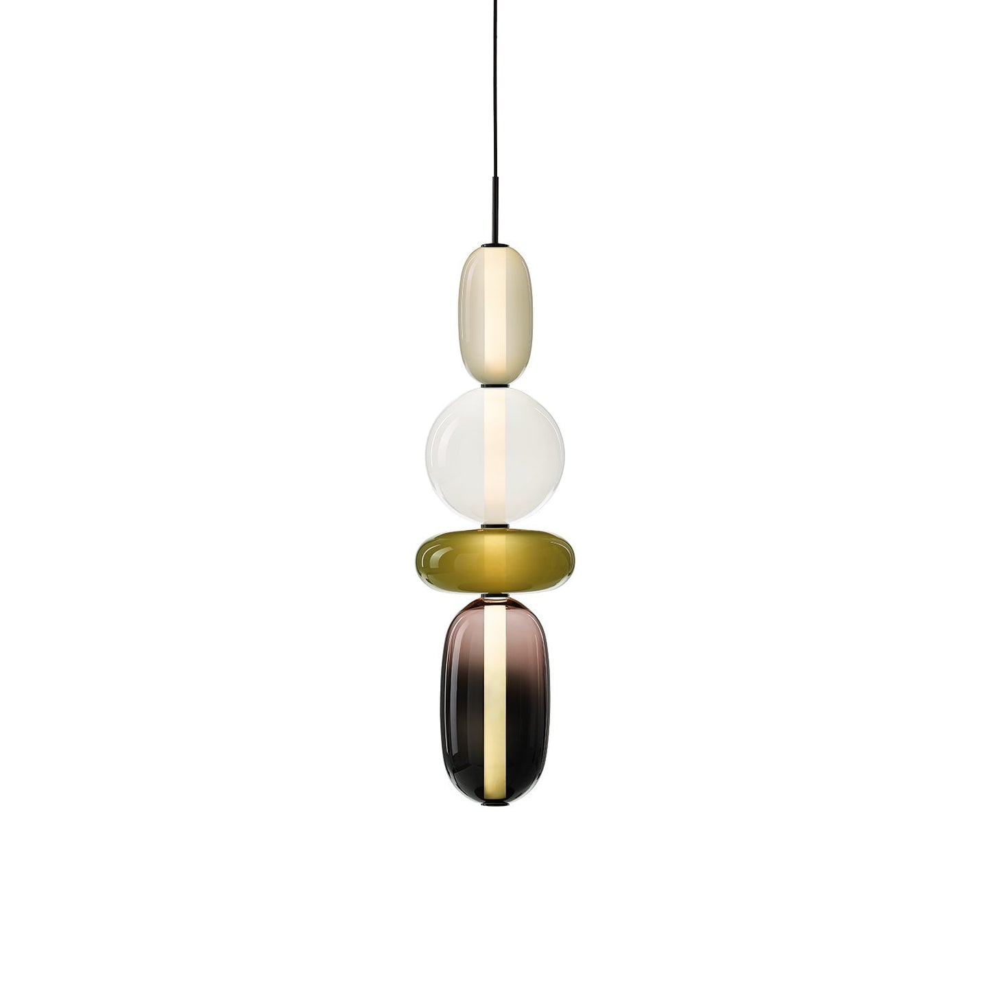 Glazen Hanglamp met Handgeblazen Kappen – Moderne Verlichting met Ambachtelijk Glaswerk