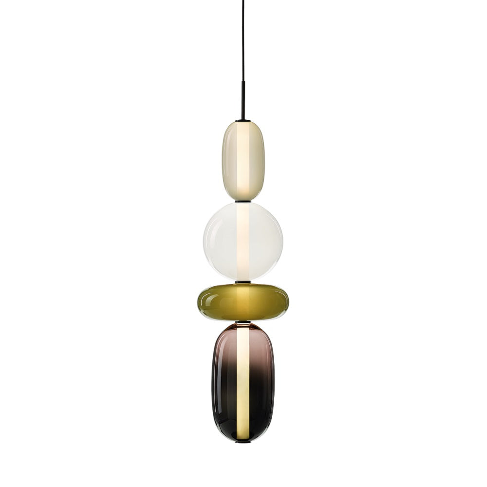 Glazen Hanglamp met Handgeblazen Kappen – Moderne Verlichting met Ambachtelijk Glaswerk
