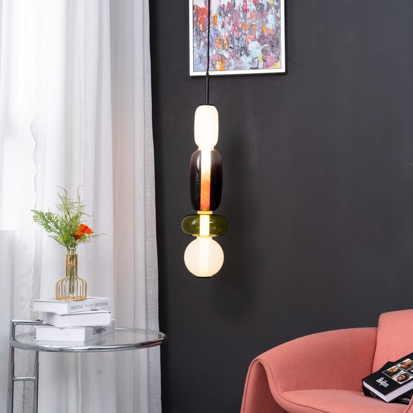 Glazen Hanglamp met Handgeblazen Kappen – Moderne Verlichting met Ambachtelijk Glaswerk
