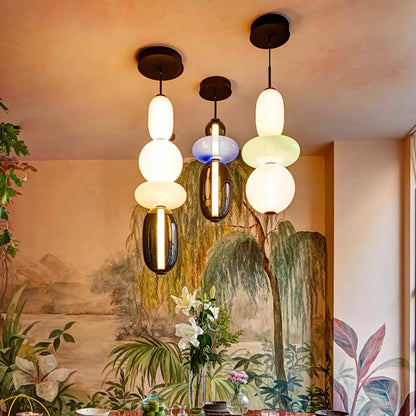 Glazen Hanglamp met Handgeblazen Kappen – Moderne Verlichting met Ambachtelijk Glaswerk