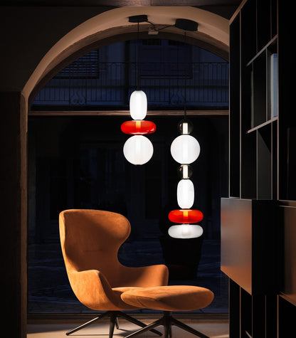 Glazen Hanglamp met Handgeblazen Kappen – Moderne Verlichting met Ambachtelijk Glaswerk