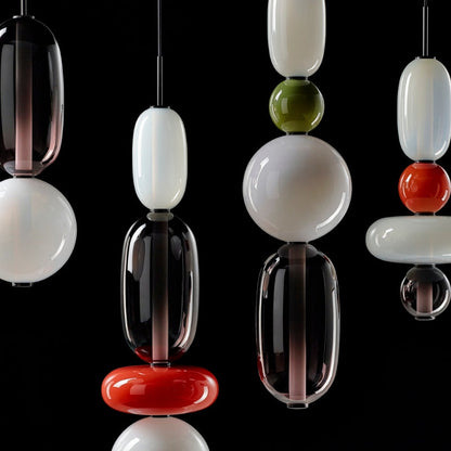 Glazen Hanglamp met Handgeblazen Kappen – Moderne Verlichting met Ambachtelijk Glaswerk
