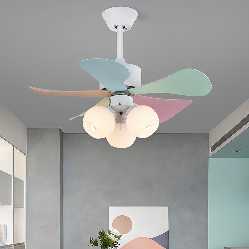 Plafondventilator met gekleurd glaslicht – Ø76cm dimbaar – 6 snelheden incl. afstandsbediening – stille motor – modern design voor woonkamer slaapkamer