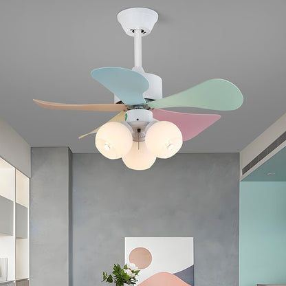 Plafondventilator met gekleurd glaslicht – Ø76cm dimbaar – 6 snelheden incl. afstandsbediening – stille motor – modern design voor woonkamer slaapkamer