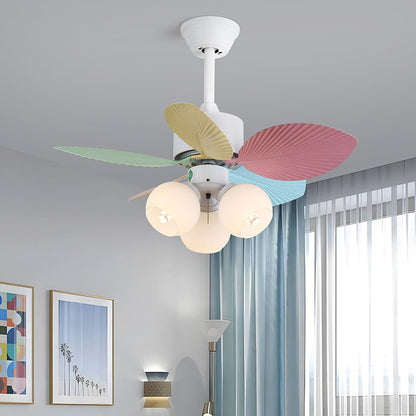 Plafondventilator met gekleurd glaslicht – Ø76cm dimbaar – 6 snelheden incl. afstandsbediening – stille motor – modern design voor woonkamer slaapkamer
