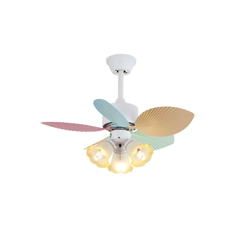 Plafondventilator met gekleurd glaslicht – Ø76cm dimbaar – 6 snelheden incl. afstandsbediening – stille motor – modern design voor woonkamer slaapkamer