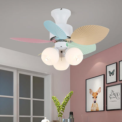 Plafondventilator met gekleurd glaslicht – Ø76cm dimbaar – 6 snelheden incl. afstandsbediening – stille motor – modern design voor woonkamer slaapkamer